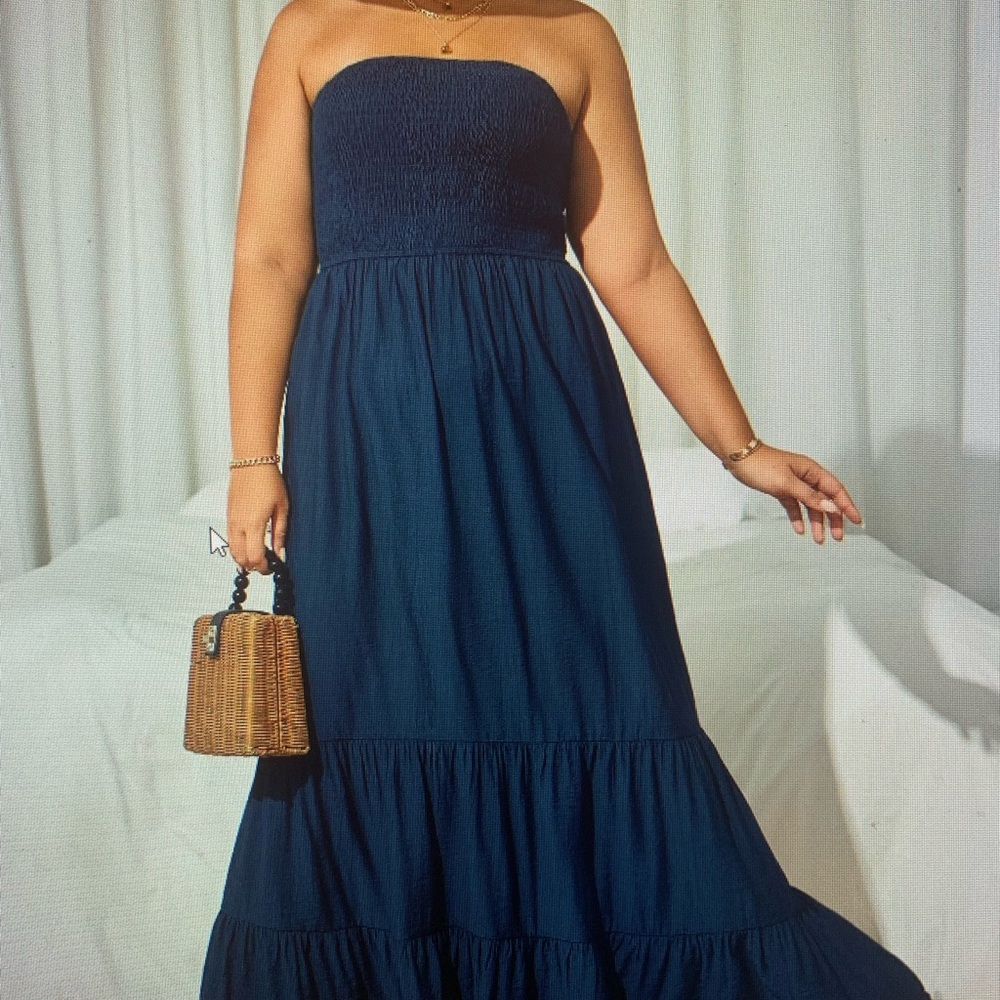 SHEIN Curve ruffle hem tube maxi dress